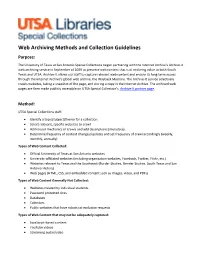 Web Archiving Methods and Collection Guidelines Purpose