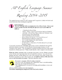 6. APE Language and Composition Summer Reading