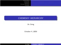 Chomsky Hierarchy Summary