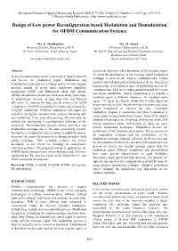 Design of Low Power Reconfiguration Based Modulation and Demodulation for OFDM Communication Systems
