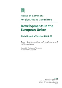 Developments in the European Union