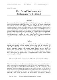 Herr Daniel Bandmann and Shakespeare Vs. the World