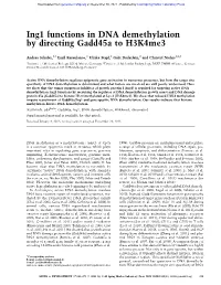 Ing1 Functions in DNA Demethylation by Directing Gadd45a to H3k4me3