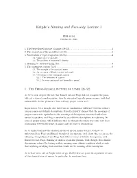 Kripke's Naming and Necessity: Lecture I