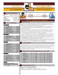 Loyola Ramblers @Ramblersmbb 2016-17 Game Notes