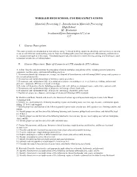 Materials Processing I