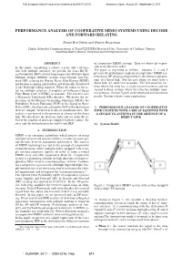 Performance Analysis of Cooperative Mimo Systems Using Decode and Forward Relaying