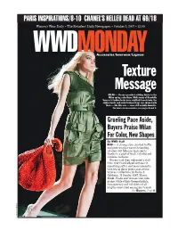 Texture Message MILAN — Versace Provided a ﬁ Tting ﬁ Nish for the Milan Spring Collections