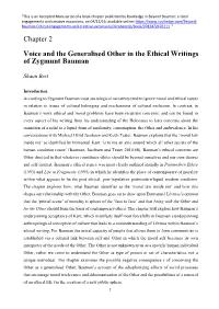 Chapter 2 Voice and the Generalised Other in the Ethical Writings Of