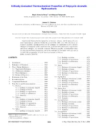 Critically Evaluated Thermochemical Properties of Polycyclic Aromatic Hydrocarbons