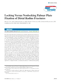 Locking Versus Nonlocking Palmar Plate Fixation of Distal Radius Fractures