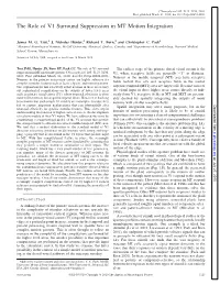 The Role of V1 Surround Suppression in MT Motion Integration