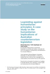 Legislating Against Humanitarian Principles: a Case Study on The
