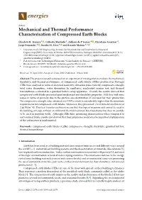 Mechanical and Thermal Performance Characterisation of Compressed Earth Blocks