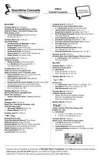 Spring Concert Calendar