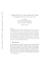 A Simple Model for Predicting Sprint Race Times Accounting for Energy