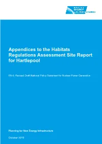 Appendices to the Habitats Regulations Assessment Site Report for Hartlepool