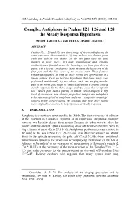 Complex Antiphony in Psalms 121, 126 and 128: the Steady Responsa Hypothesis