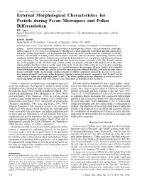 External Morphological Characteristics for Periods During Pecan Microspore and Pollen Differentiation I.E