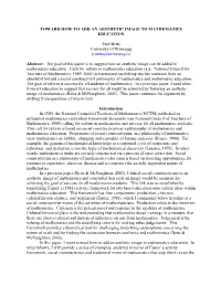 Toward How to Add an Aesthetic Image to Mathematics Education