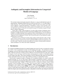 Ambiguity and Incomplete Information in Categorical Models of Language