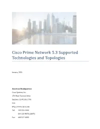 Cisco Prime Network Supported Technologies and Topologies