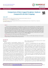 Comparison of Intercropped Sorghum- Soybean Compared to Its Sole Cropping
