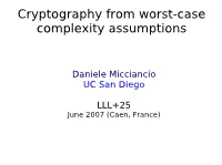 Cryptography from Worst-Case Complexity Assumptions