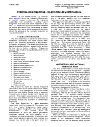 Federal Designations - Background Memorandum