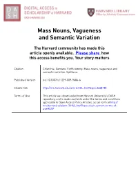 Mass Nouns, Vagueness and Semantic Variation