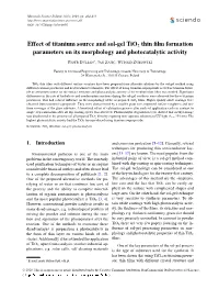 Effect of Titanium Source and Sol-Gel Tio2 Thin Film Formation Parameters