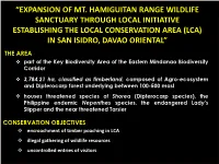Expansion of Mt. Hamiguitan Range Wildlife