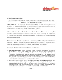 For Immediate Release Going Downtown in History