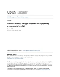 Interactive Message Debugger for Parallel Message Passing Programs Using Lam-Mpi
