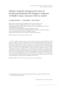 Sideritic–Kaolinitic and Green Clay Layers in the Mecsek Mountains (SW Hungary): Indicators of Middle Triassic Volcanism–Myth Or Reality?