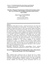The Case of Liberia Peacebuilding Operation and ECOWAS Intervention