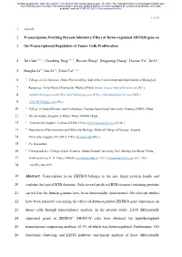 Transcriptome Profiling Reveals Inhibitory Effect of Down-Regulated ZBTB38 Gene On