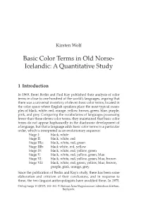 Basic Color Terms in Old Norse- Icelandic: a Quantitative Study