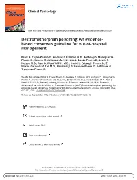 Dextromethorphan Poisoning: an Evidence- Based Consensus Guideline for Out-Of-Hospital Management
