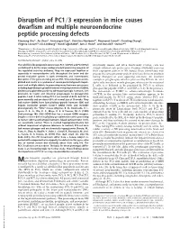 Disruption of PC1 3 Expression in Mice Causes Dwarfism and Multiple