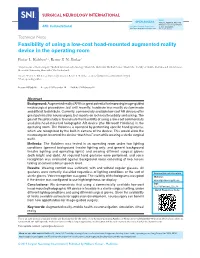 Feasibility of Using a Low‑Cost Head‑Mounted Augmented Reality Device in the Operating Room Pieter L
