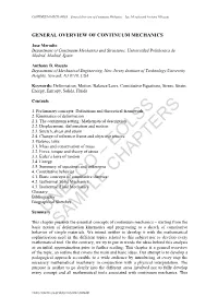 General Overview of Continuum Mechanics – Jose Merodio and Anthony D.Rosato