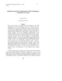 Immigration and the Transformation of the French?Language Minority In