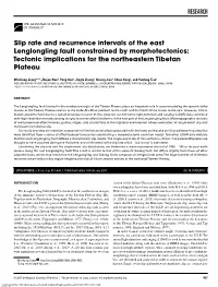 RESEARCH Slip Rate and Recurrence Intervals of The