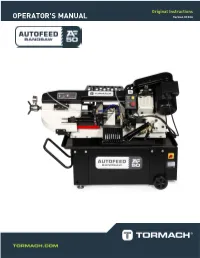 Af50 Autofeed Bandsaw Operator's Manual