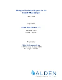 Biological Technical Report for the Nichols Mine Project