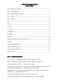 Futures Foundation Library Index of Titles Work – Historical (Current)