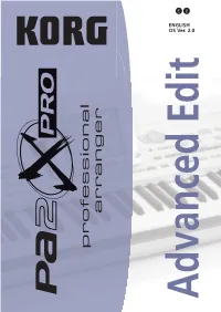 KORG Pa2x 2.0 Advanced Edit Manual