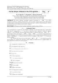 On the Integer Solutions of the Pell Equation