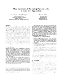 Plug: Automatically Tolerating Memory Leaks in C and C++ Applications